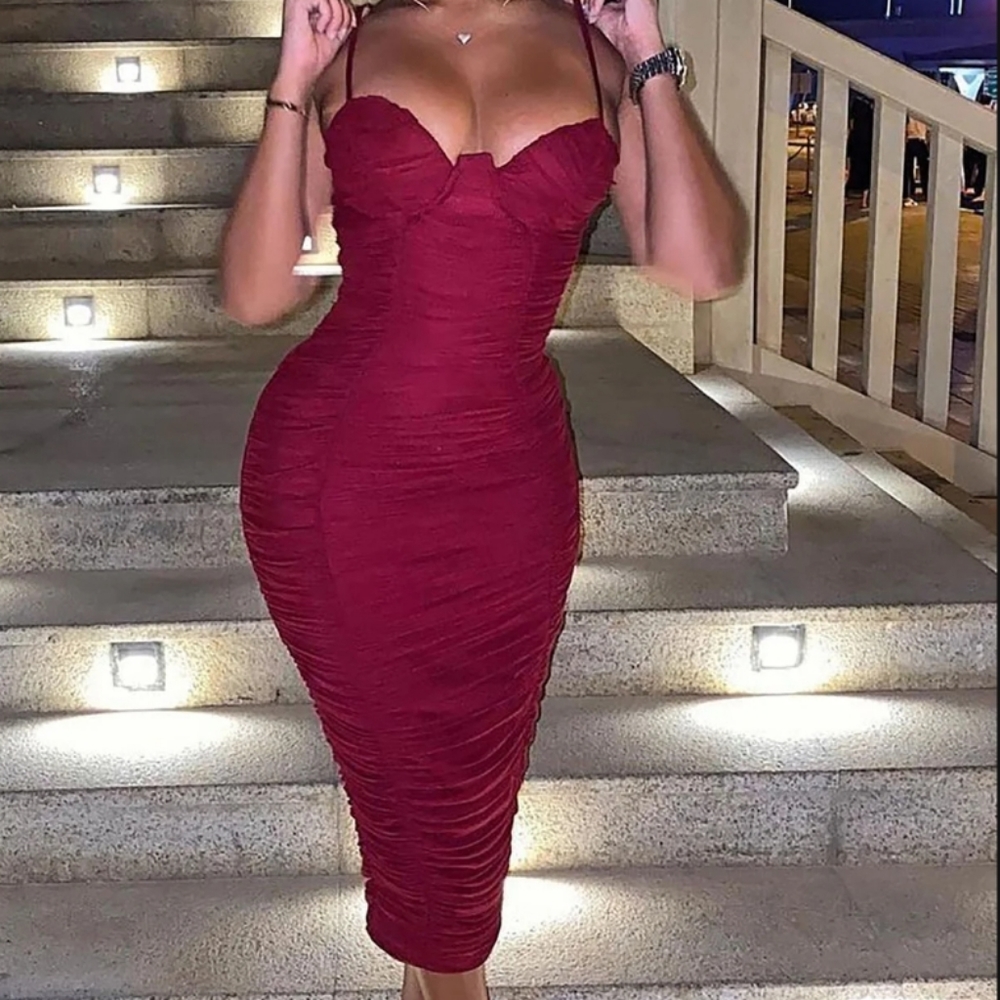 Mahogany Scrunched Dress